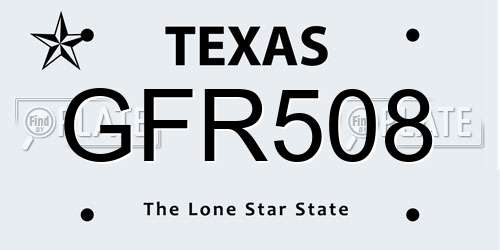 GFR508 Texas License Plate