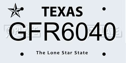 GFR6040 Texas License Plate