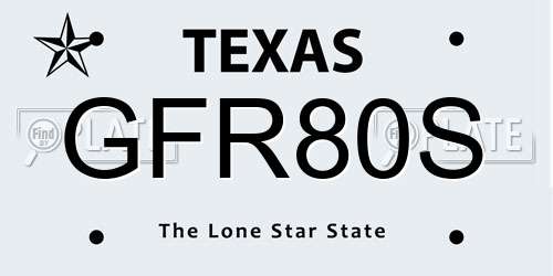 GFR80S Texas License Plate