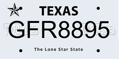 GFR8895 Texas License Plate