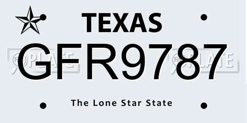 GFR9787 Texas License Plate