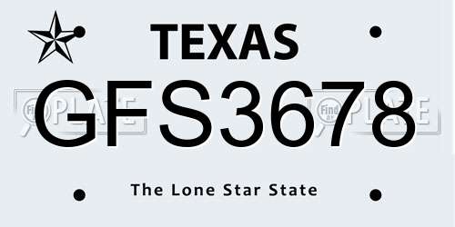 GFS3678 Texas License Plate