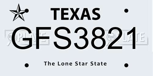 GFS3821 Texas License Plate