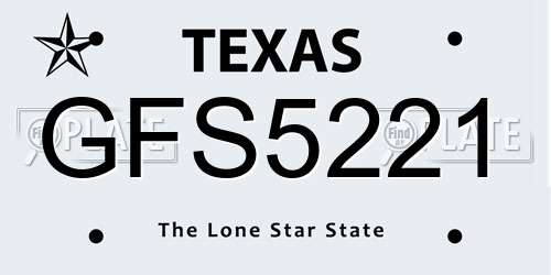 GFS5221 Texas License Plate