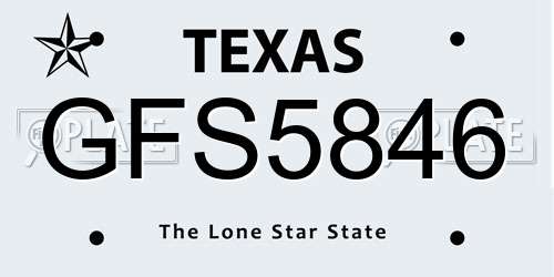 GFS5846 Texas License Plate