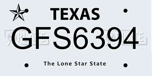 GFS6394 Texas License Plate