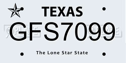 GFS7099 Texas License Plate
