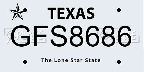 GFS8686 Texas License Plate