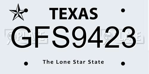 GFS9423 Texas License Plate
