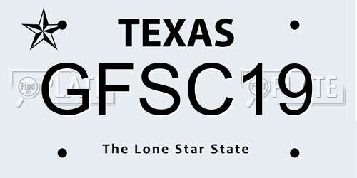 GFSC19 Texas License Plate