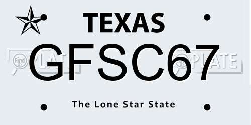 GFSC67 Texas License Plate