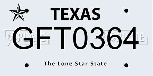 GFT0364 Texas License Plate