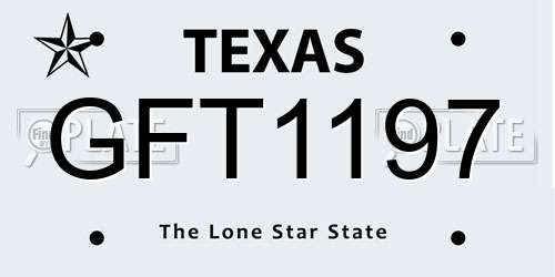 GFT1197 Texas License Plate