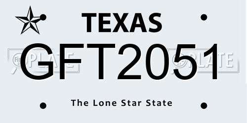 GFT2051 Texas License Plate