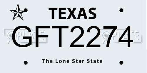 GFT2274 Texas License Plate