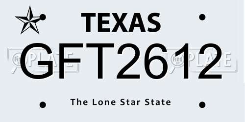 GFT2612 Texas License Plate