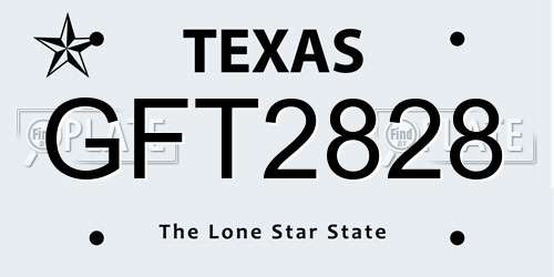 GFT2828 Texas License Plate