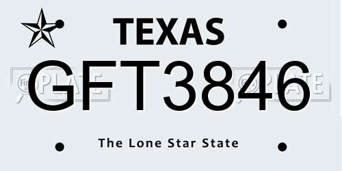 GFT3846 Texas License Plate