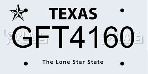 GFT4160 Texas License Plate