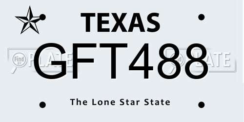 GFT488 Texas License Plate
