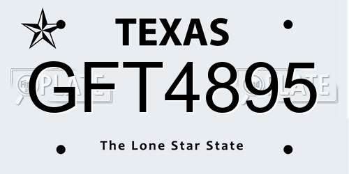 GFT4895 Texas License Plate