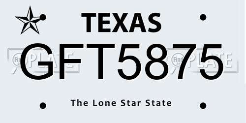 GFT5875 Texas License Plate