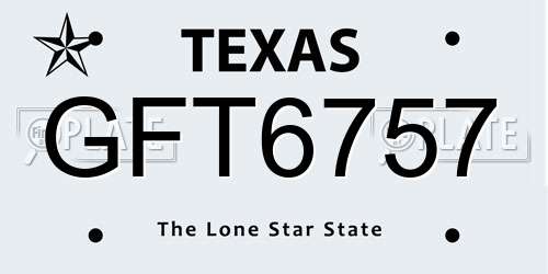 GFT6757 Texas License Plate