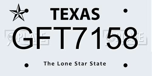 GFT7158 Texas License Plate