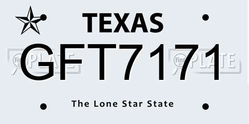 GFT7171 Texas License Plate