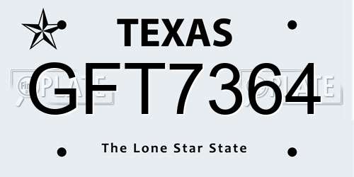 GFT7364 Texas License Plate
