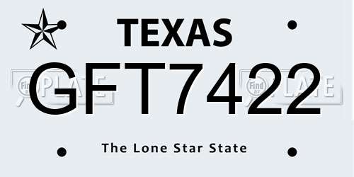 GFT7422 Texas License Plate