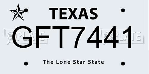 GFT7441 Texas License Plate