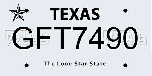 GFT7490 Texas License Plate