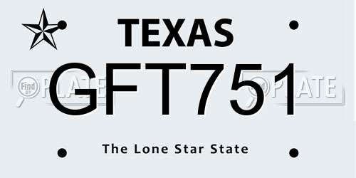 GFT751 Texas License Plate