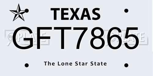 GFT7865 Texas License Plate