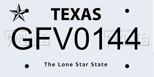 GFV0144 Texas License Plate