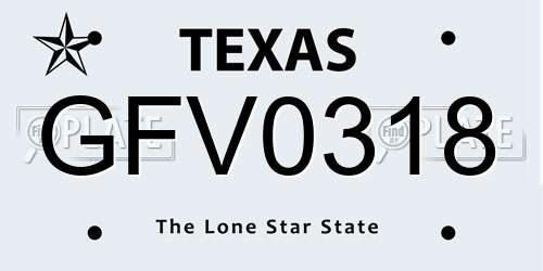 GFV0318 Texas License Plate