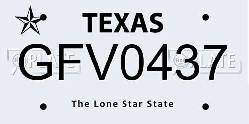 GFV0437 Texas License Plate