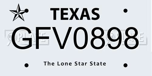 GFV0898 Texas License Plate