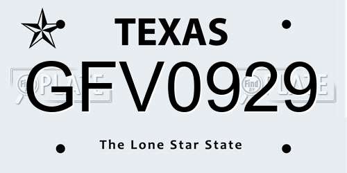 GFV0929 Texas License Plate