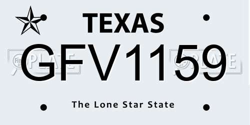 GFV1159 Texas License Plate