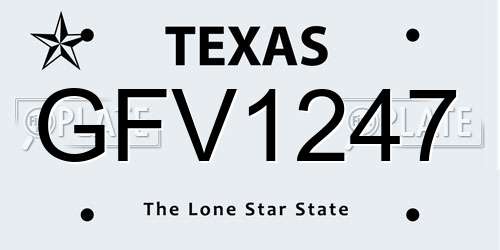 GFV1247 Texas License Plate