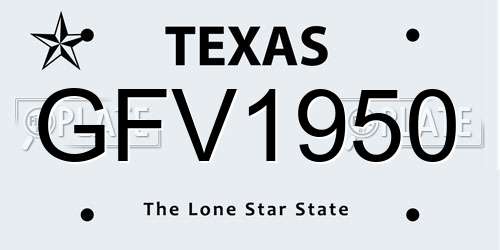 GFV1950 Texas License Plate