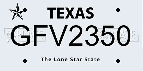 GFV2350 Texas License Plate