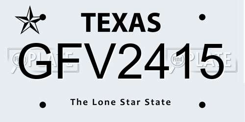 GFV2415 Texas License Plate