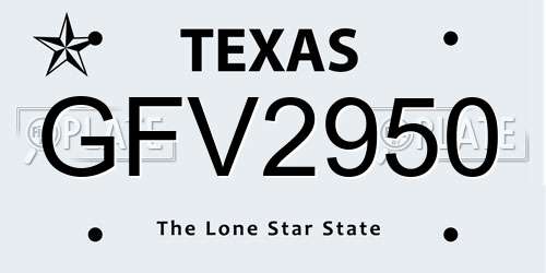 GFV2950 Texas License Plate
