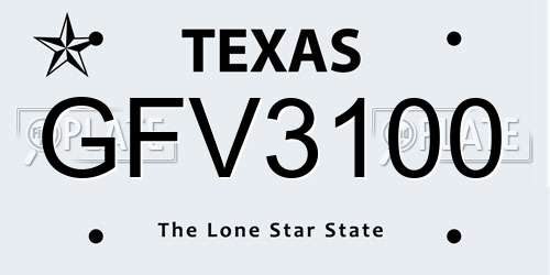 GFV3100 Texas License Plate