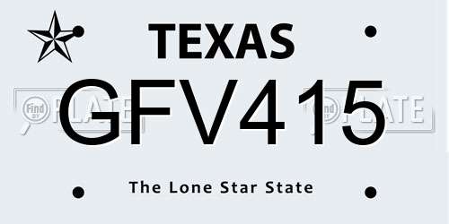 GFV415 Texas License Plate