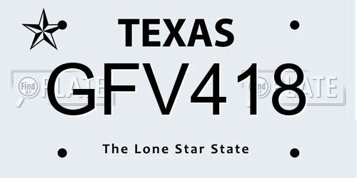 GFV418 Texas License Plate
