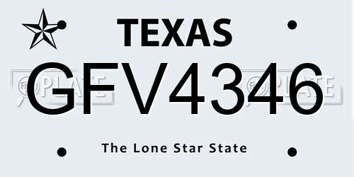GFV4346 Texas License Plate